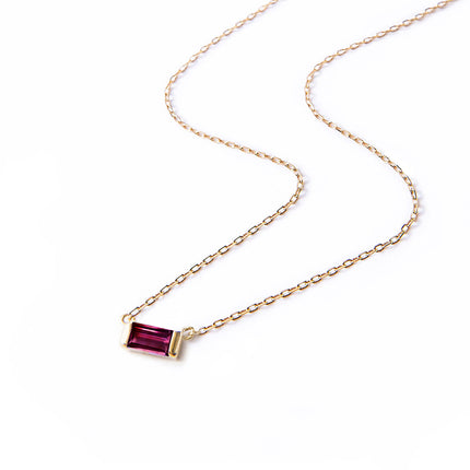 Baguette Gemstone Necklace - Ruby