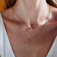 Baguette Gemstone Loveknot Layered Duo Blue Sapphire