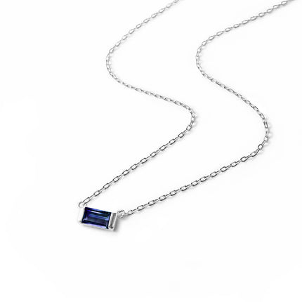 Baguette Gemstone Necklace Blue