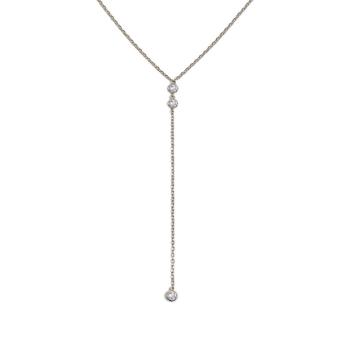 caption:Duet Crystal Lariat Necklace 