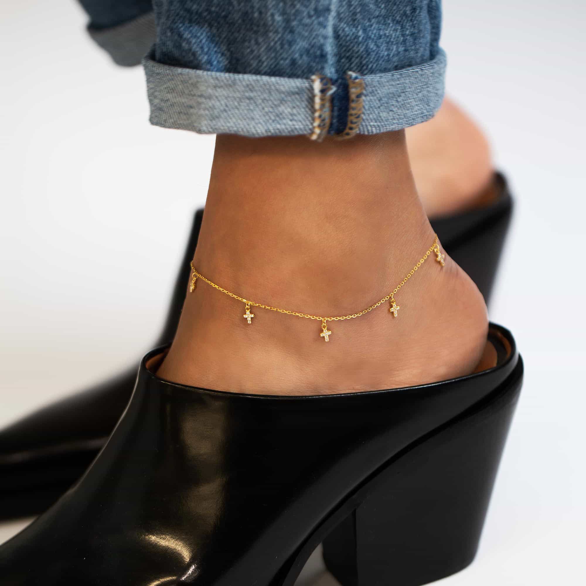 Tiny Cross Anklet