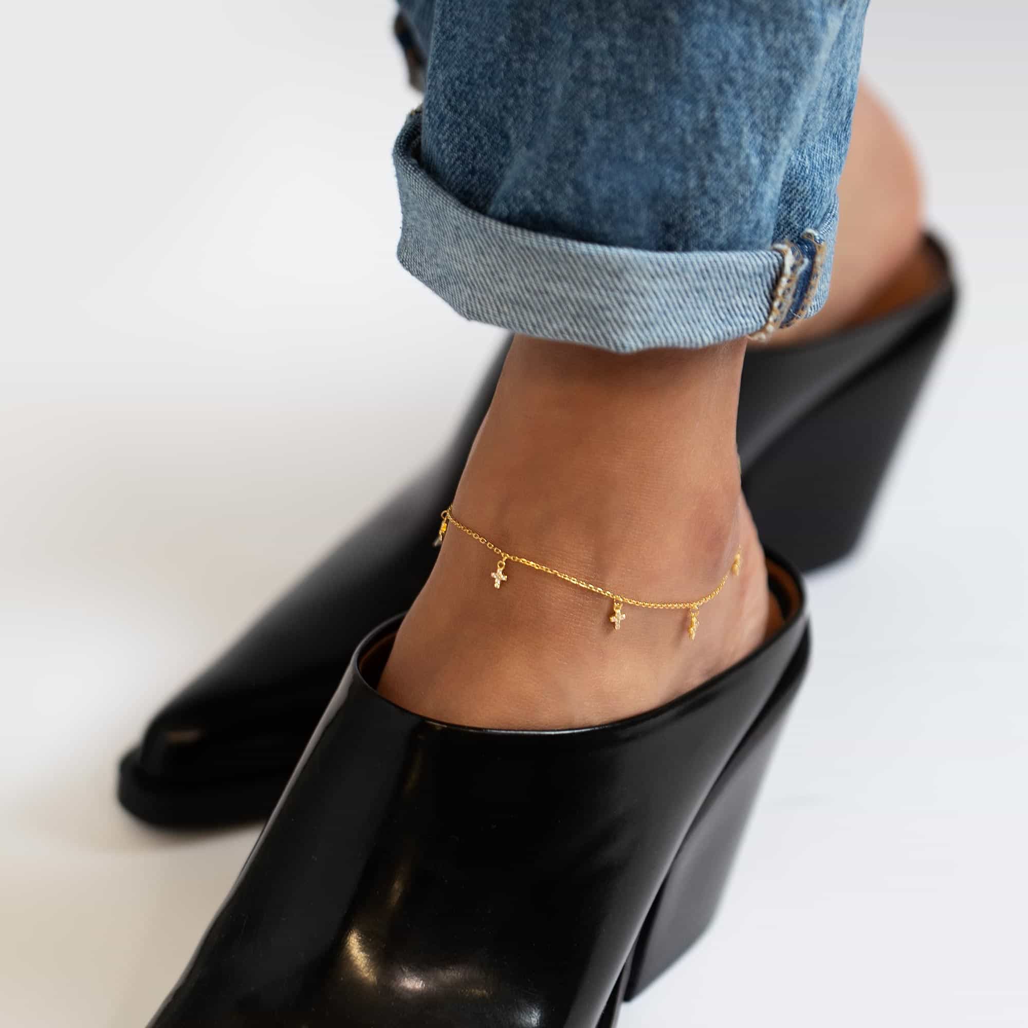 Tiny Cross Anklet