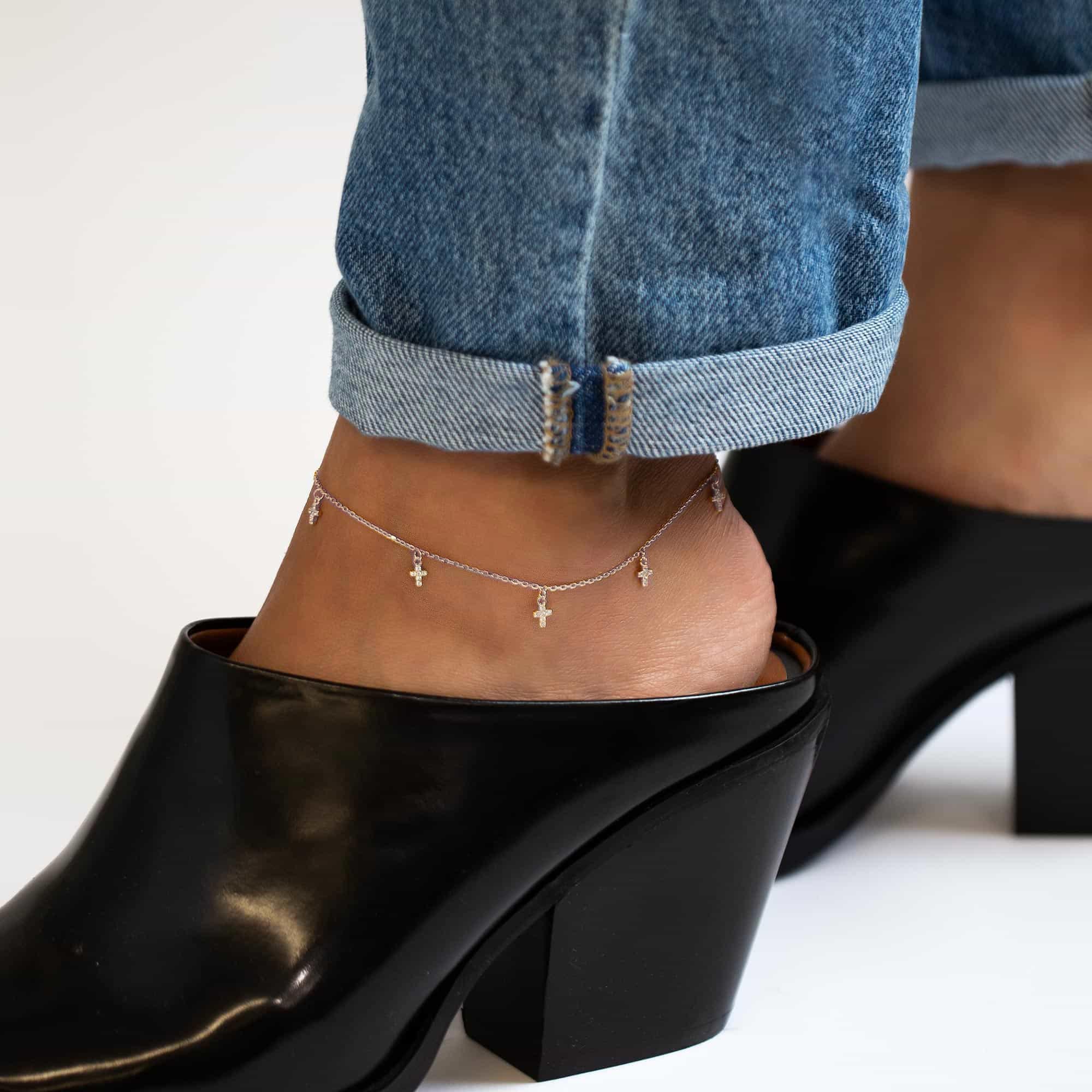 Tiny Cross Anklet