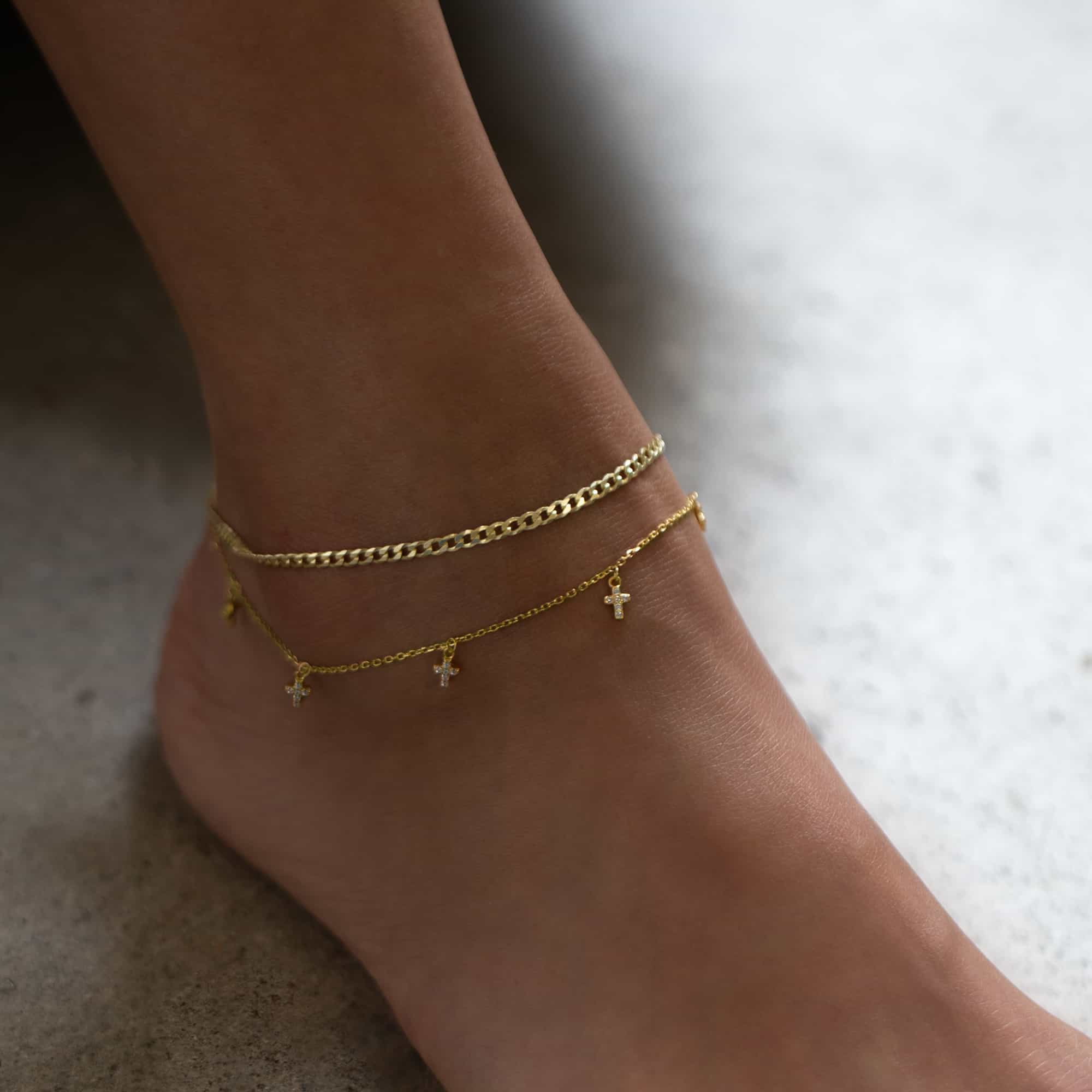 Tiny Cross Anklet