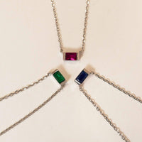 Baguette Gemstone Necklace - Ruby