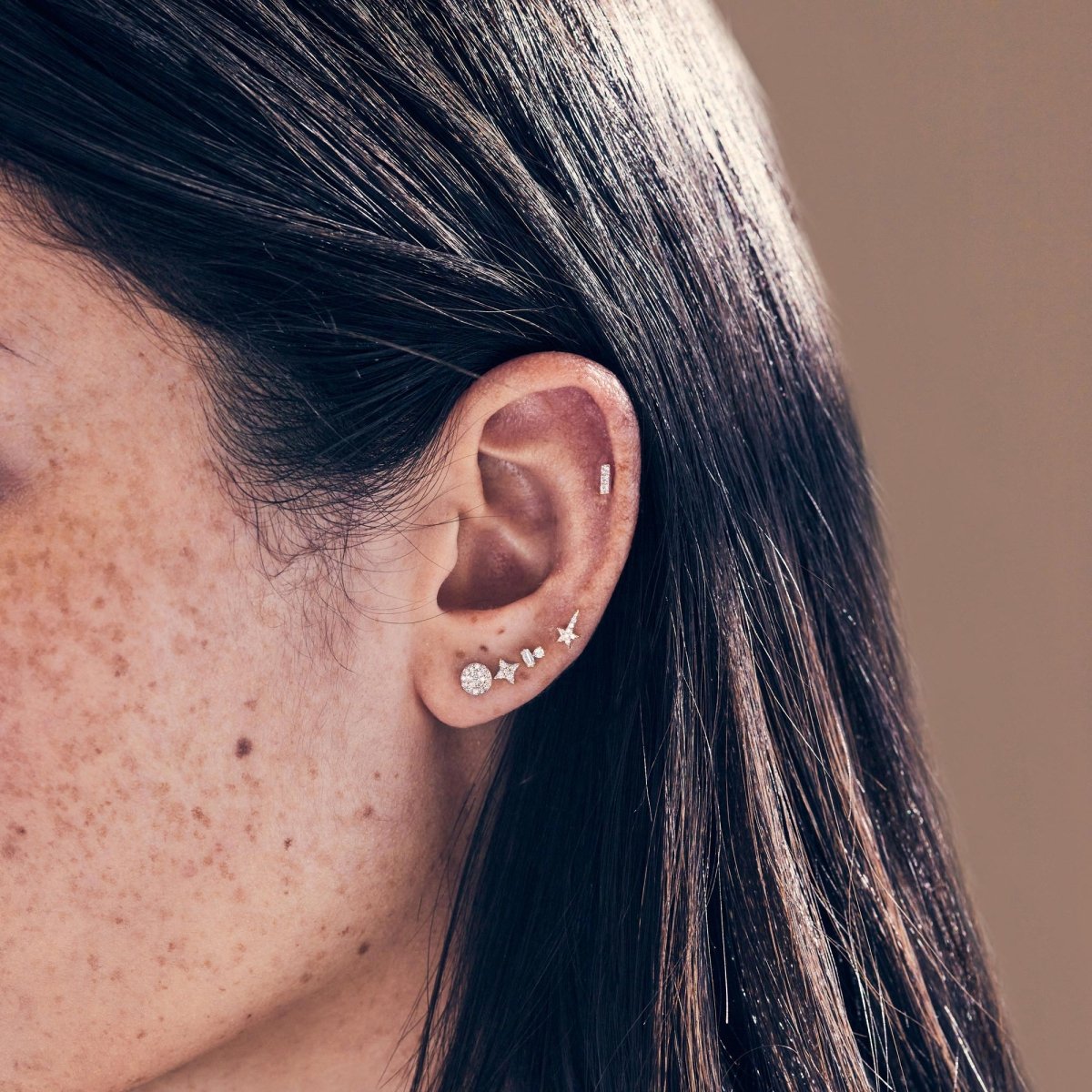 Diamond Baguette Duet Studs