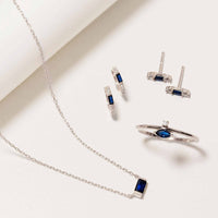 Baguette Gemstone Necklace Blue Sapphire