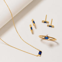 Baguette Gemstone Necklace Blue Sapphire