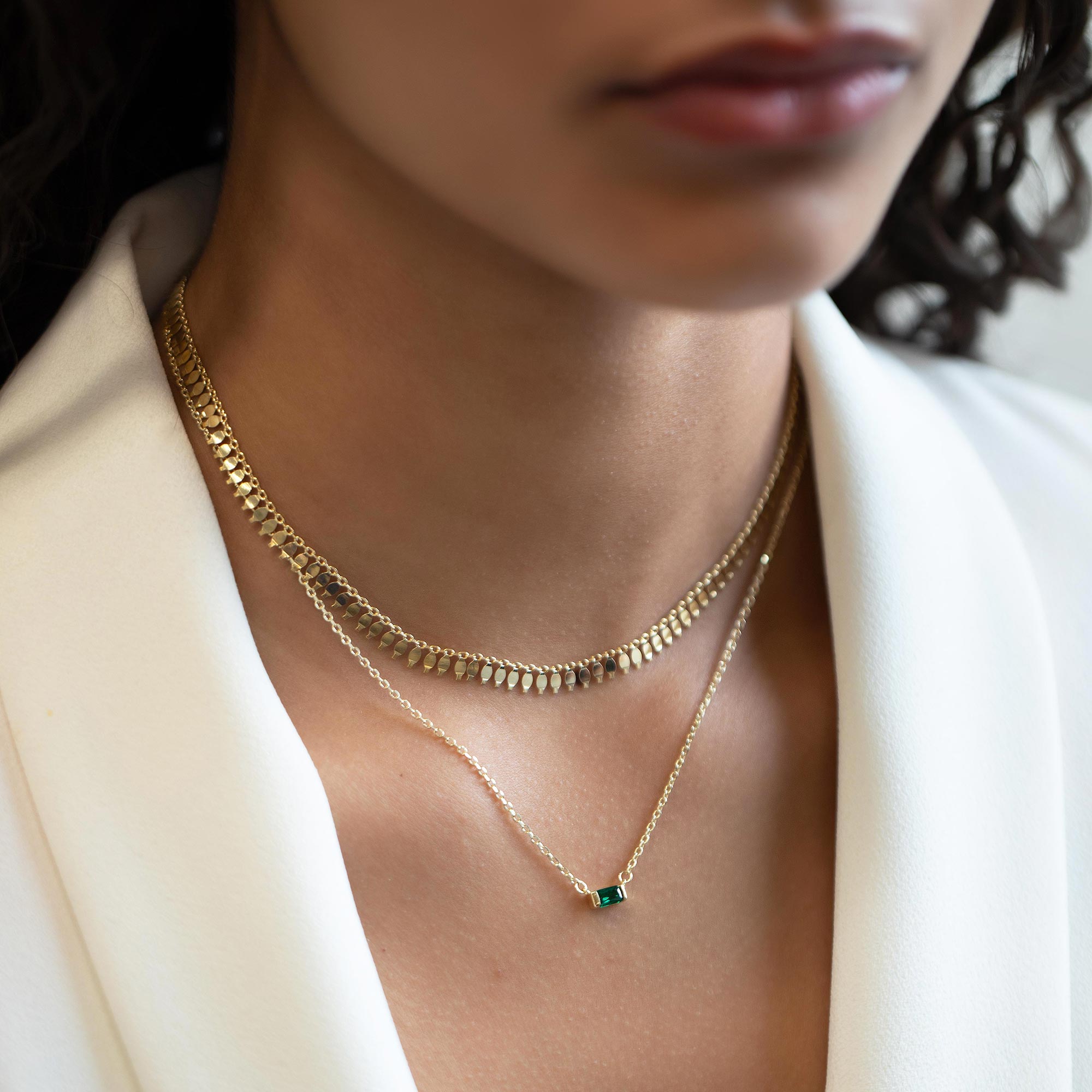 Gold Baguette Crystal Necklace | Minimal Necklaces for Women – AMYO Jewelry