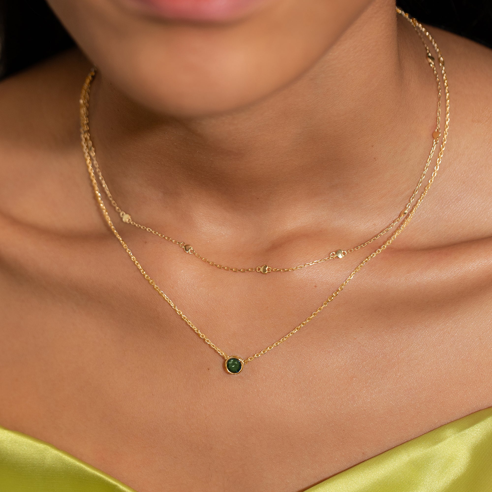 Gemstone Solitaire Necklace Emerald