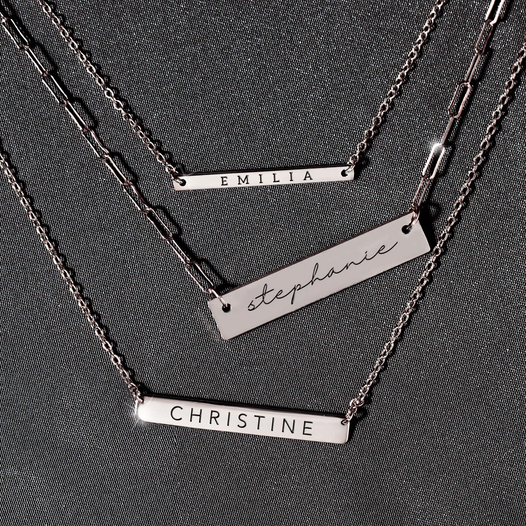 Engravable Bar Chain Link Necklace