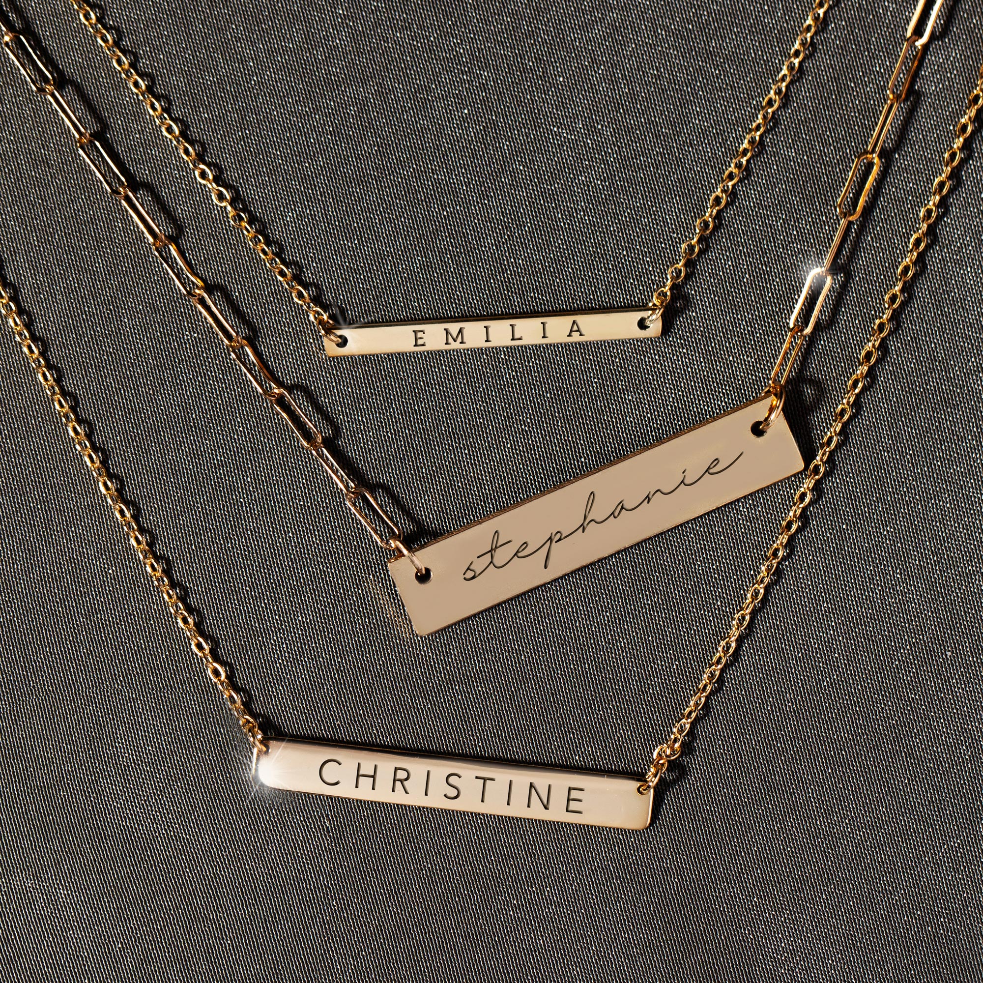 Engravable Bar Chain Link Necklace