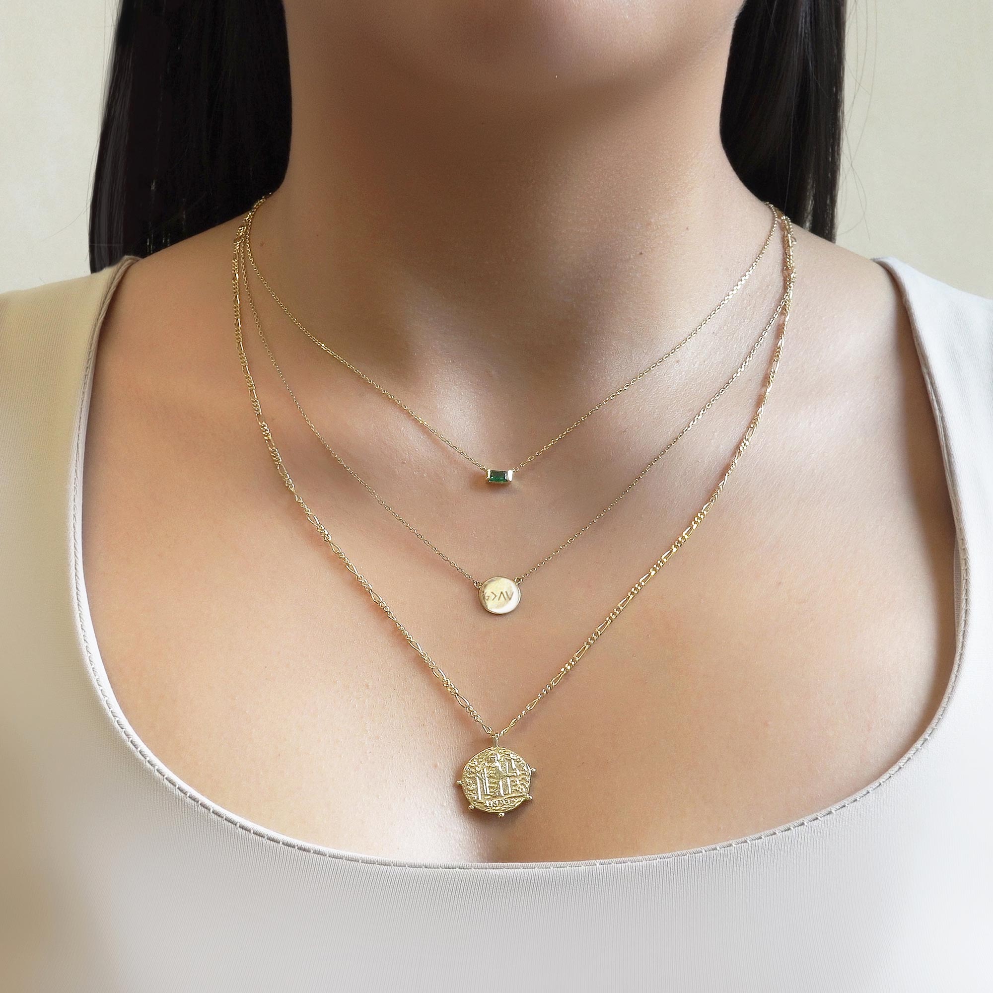 3 Layer Necklace, Layered Necklace Set, Gold Disc Necklace, Gold Necklace,  Thick Chain Necklace, Gold Layering Necklace, Pendant Necklace 