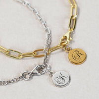 Engraved Charm Thick Chain Bracelet