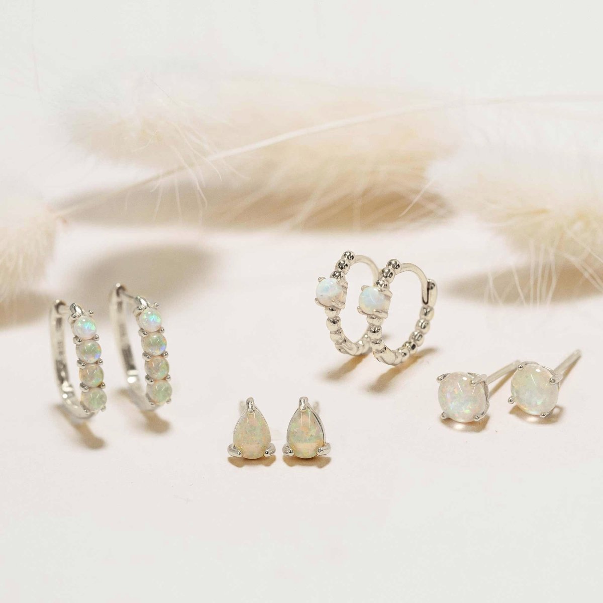 Solitaire Opal Stud Earrings