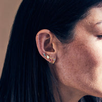 Gemstone Baguette Huggie Earrings Ruby