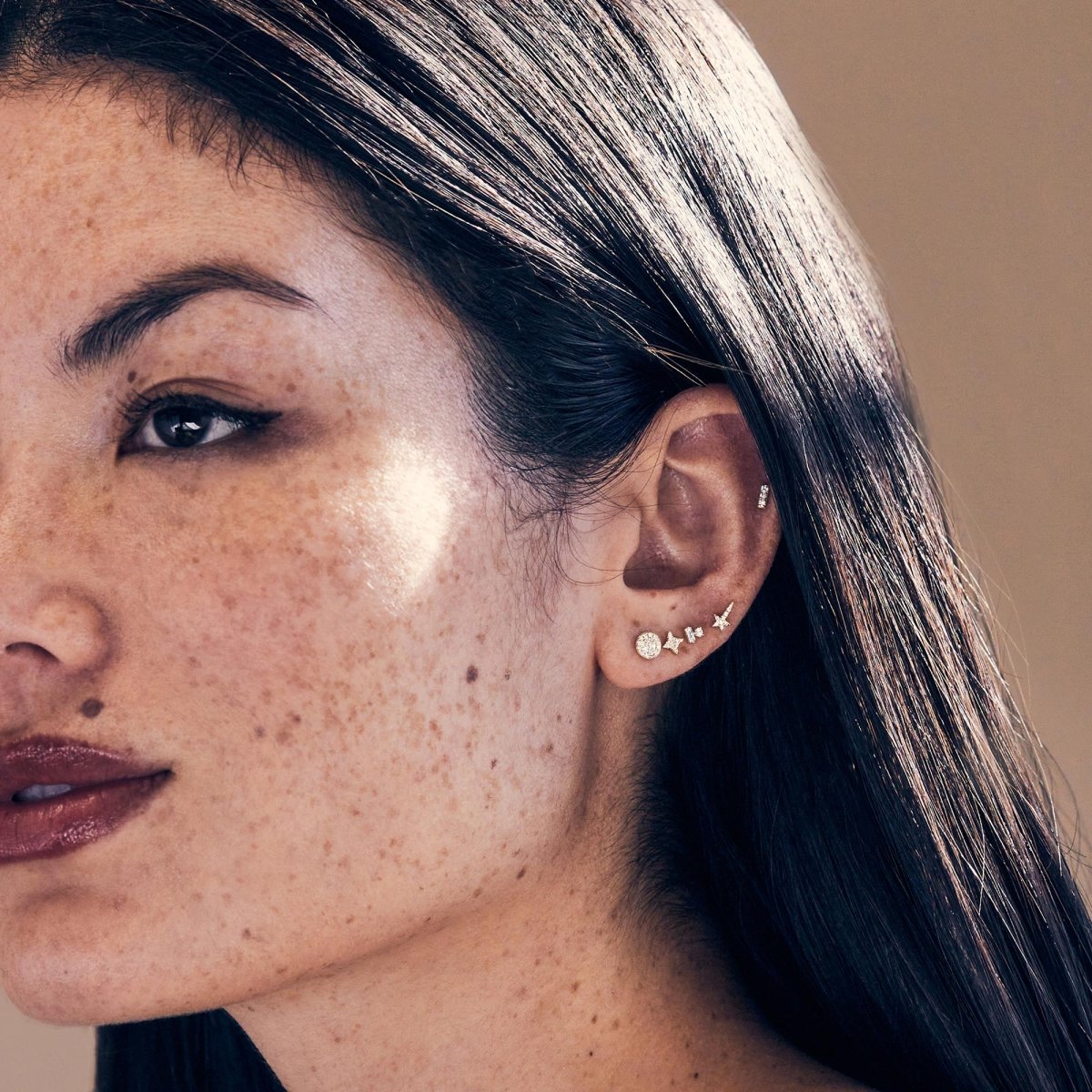 Diamond Baguette Duet Stud