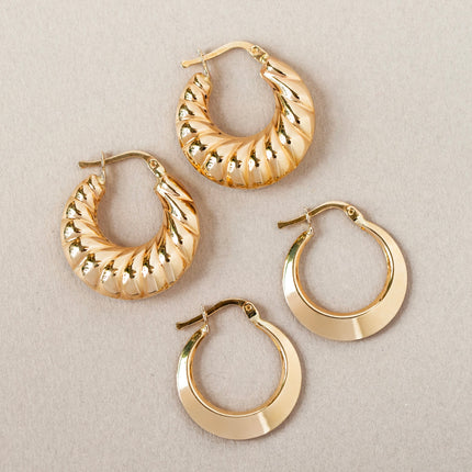 Thin Beveled Edge Hoops