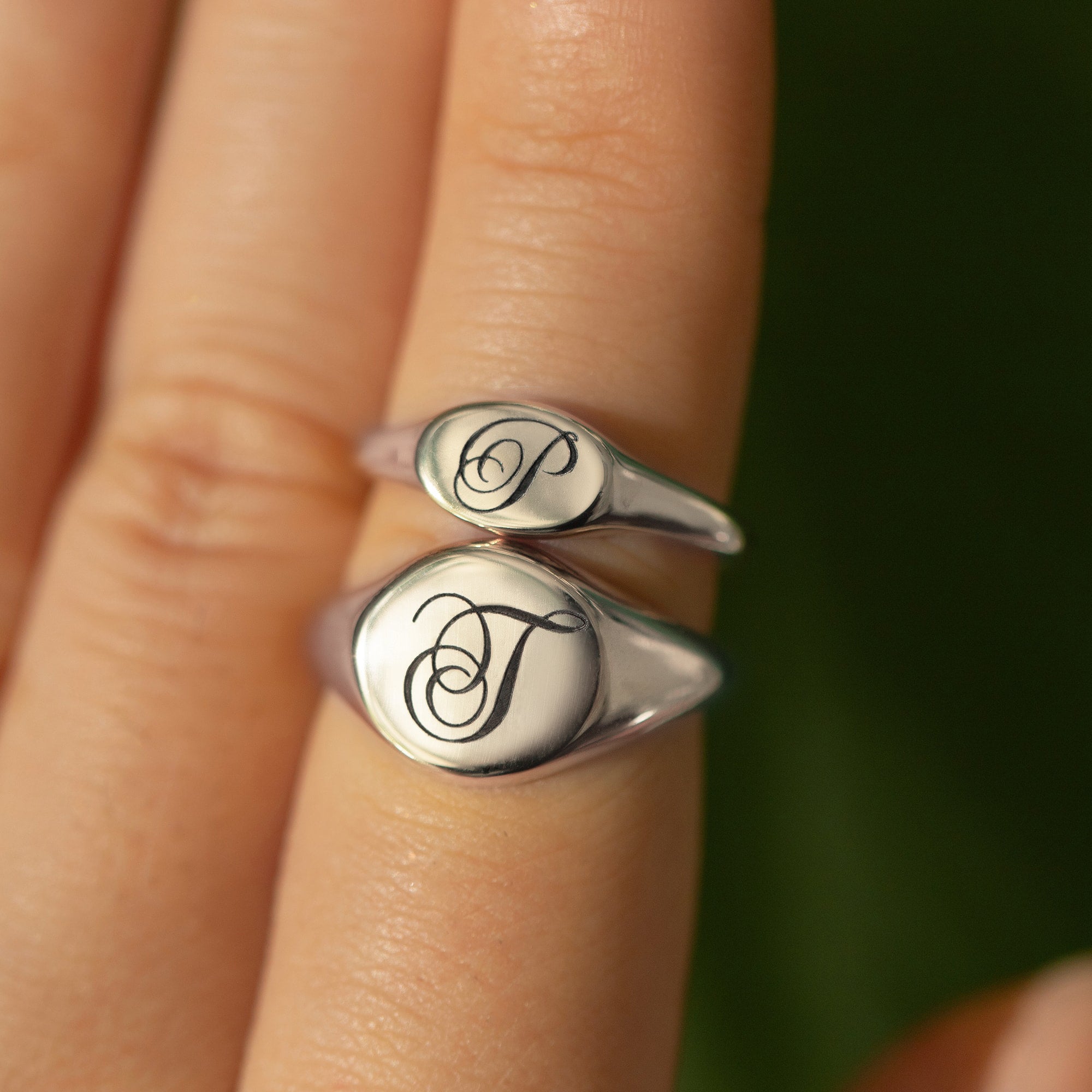 Sterling Silver Initial Signet Ring, Engraved Ring – AMYO Jewelry