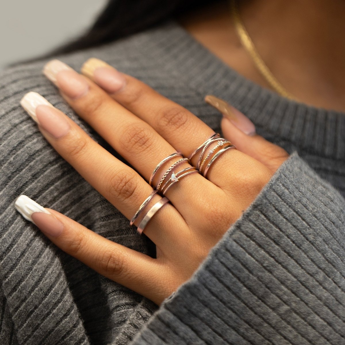 Rope Double Band Stacking Ring