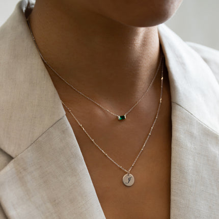 Baguette Gemstone Necklace - Emerald