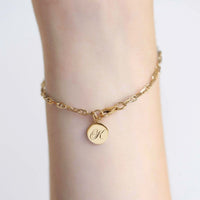 Engraved Charm Marina Chain Bracelet