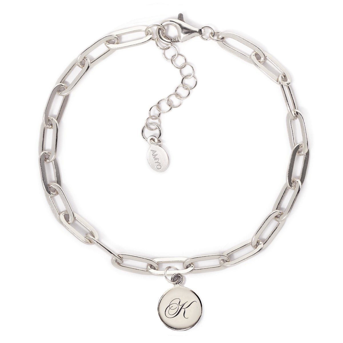 Engraved Charm Thick Chain Bracelet