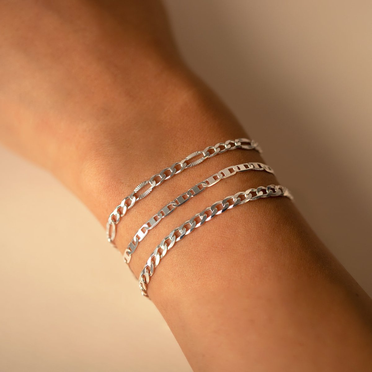 Bracelets For Women, Faceted Figaro Chain Bracelet
