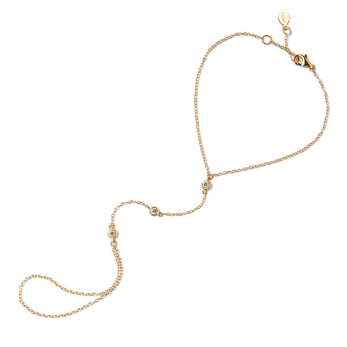 Gold dainty crystal handchain