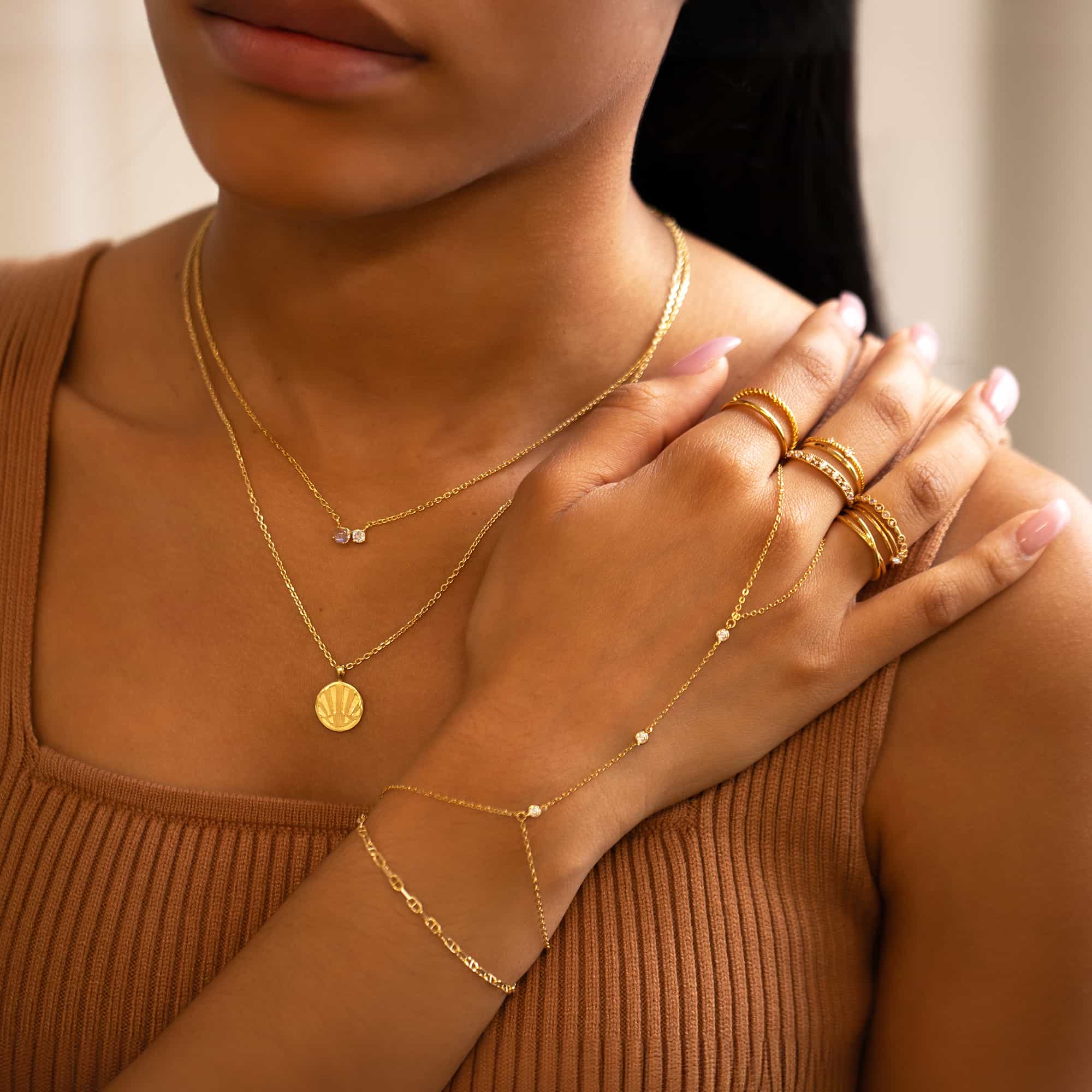 Tiny Moonstone Duet Necklace