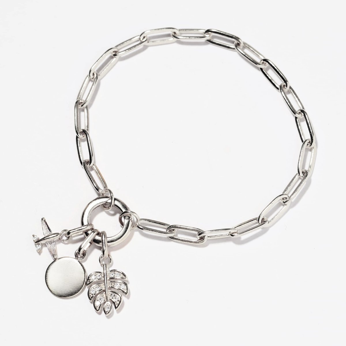 Silver Monstera Pavé Charm Pendant for Bracelet Anklet Necklace – AMYO ...