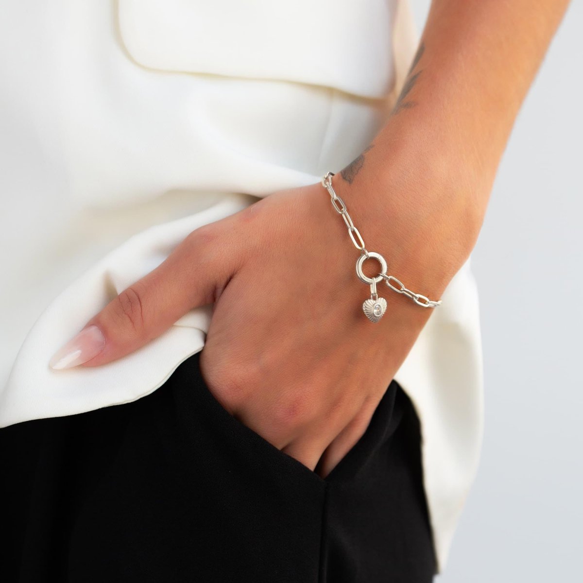 Thick Link Chain Charm Bracelet