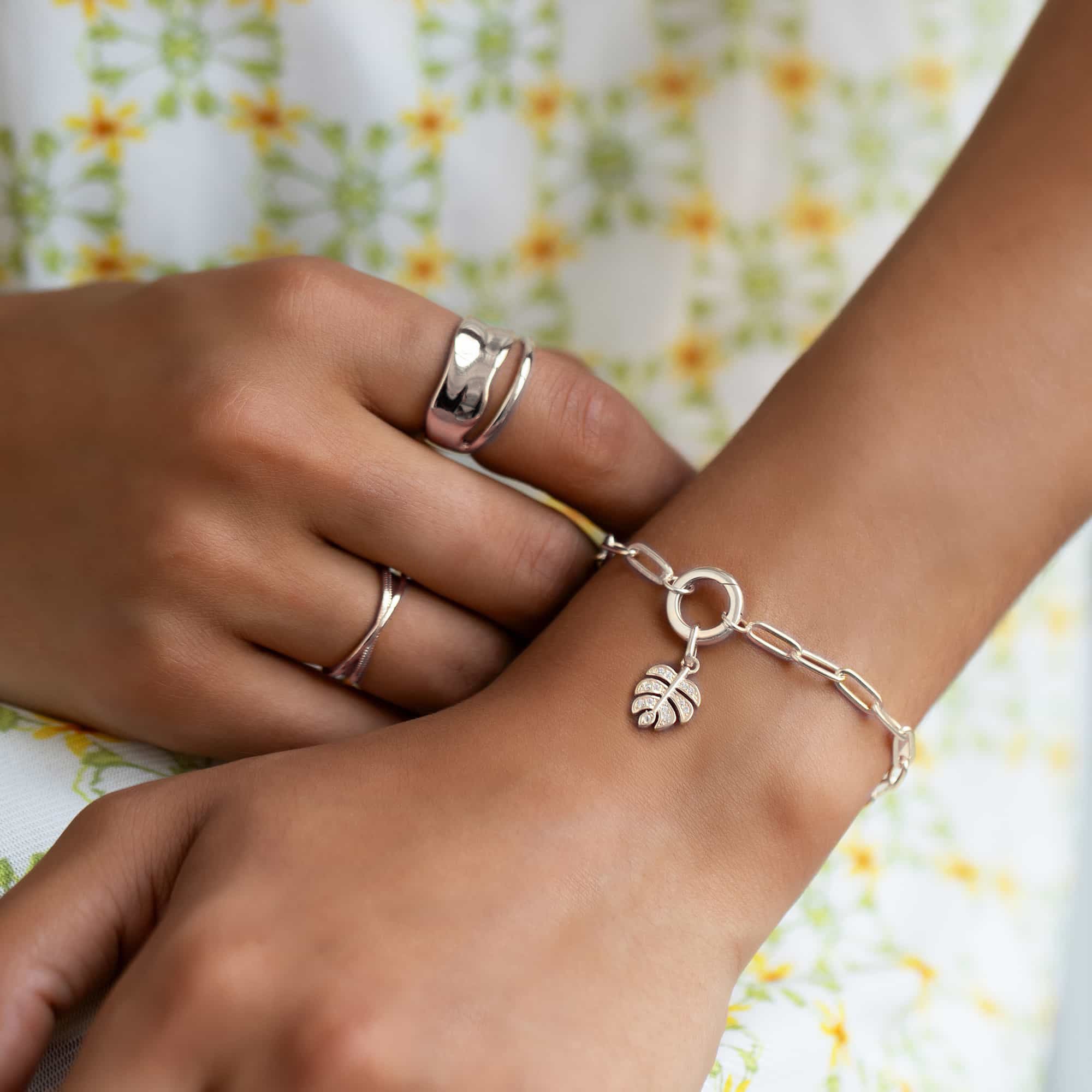 Thick Link Chain Charm Bracelet