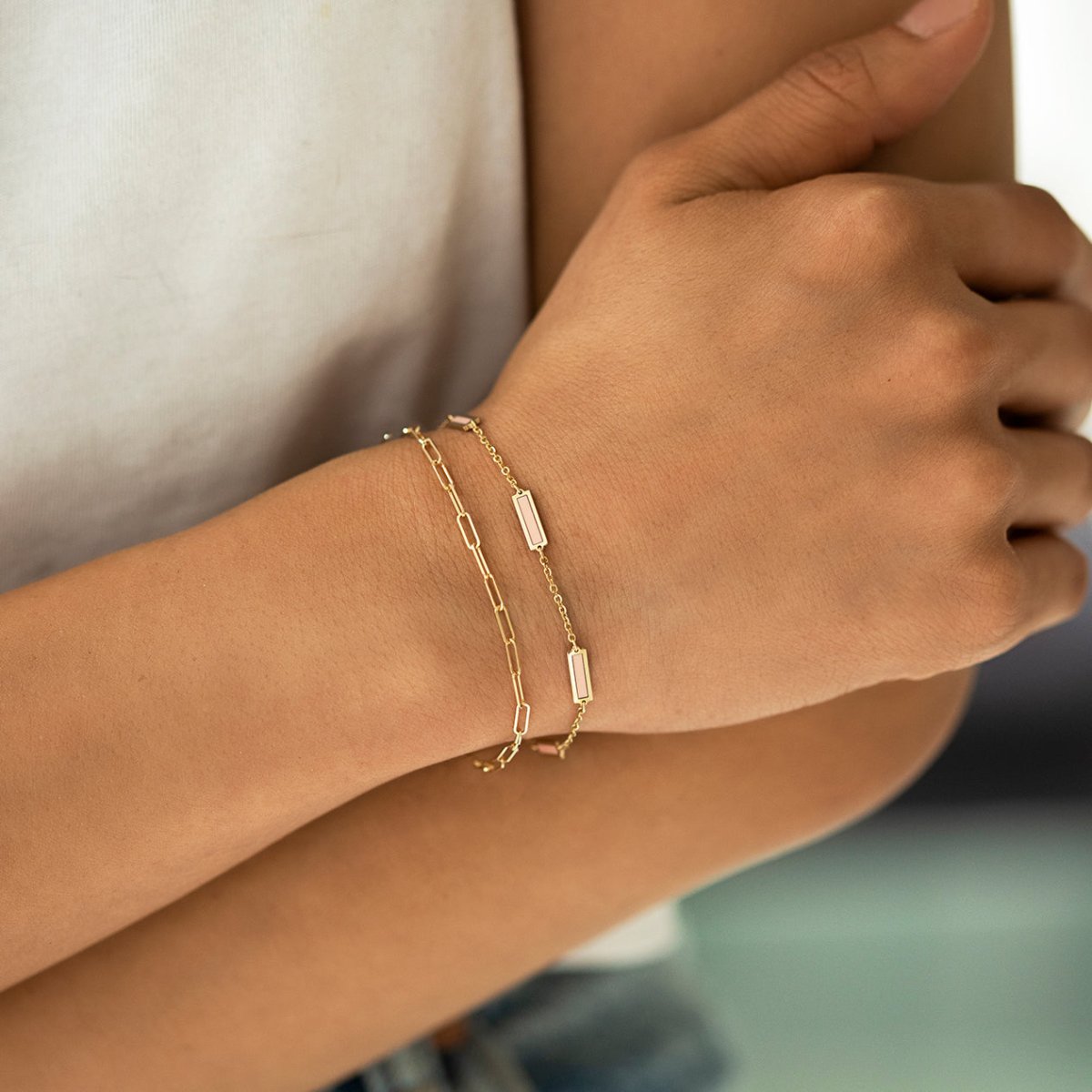 Gemstone Bar Bracelet Rose Quartz