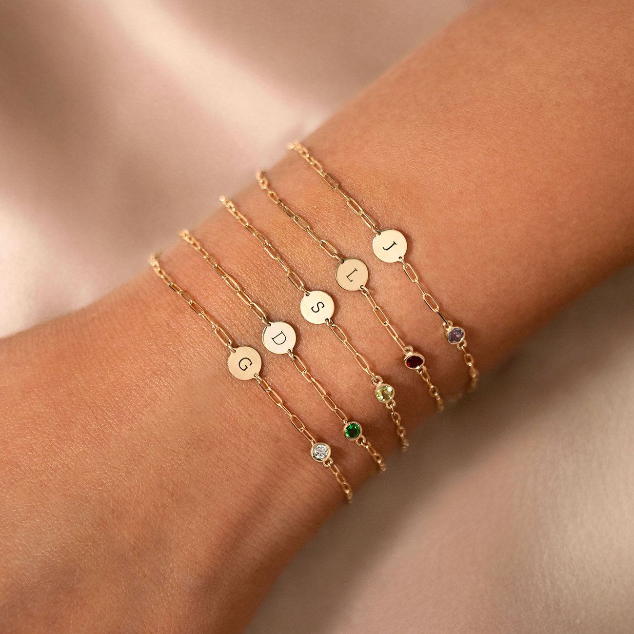 Initial Disc Solitaire Bracelet