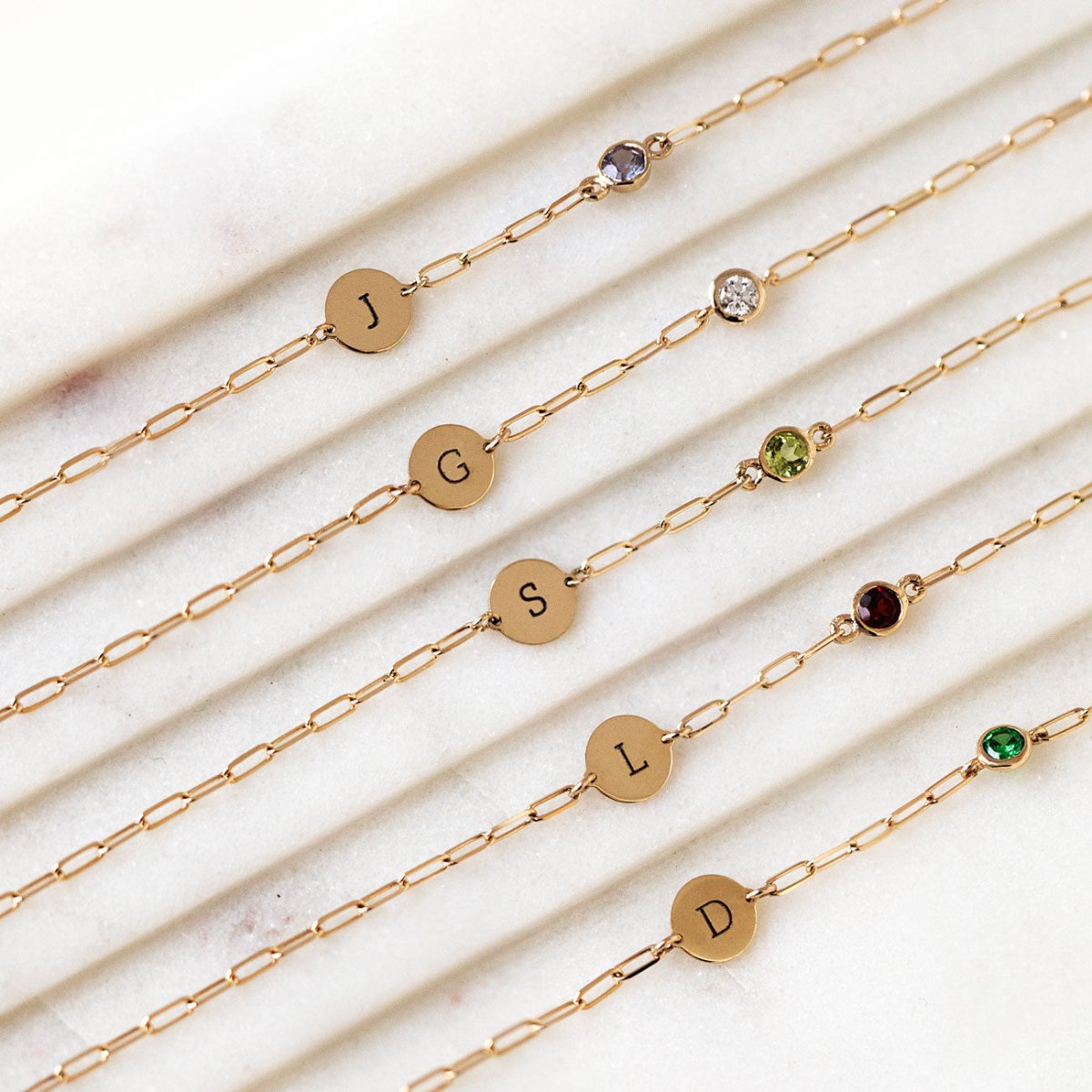 Initial Disc Solitaire Bracelet