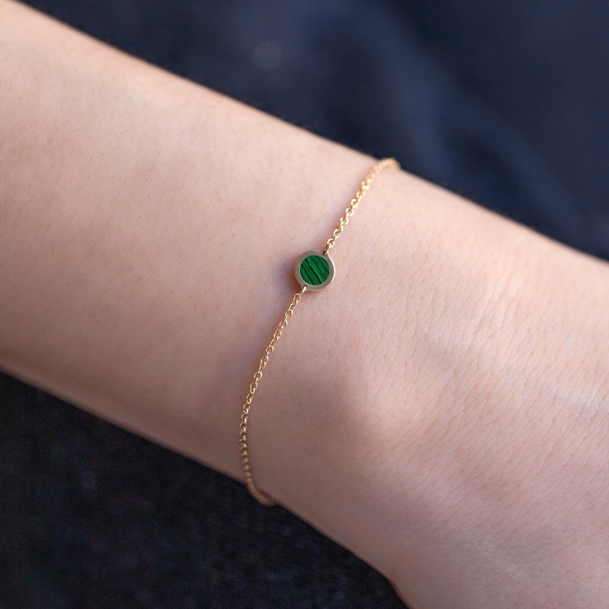 Single Gemstone Circle Bracelet Malachite