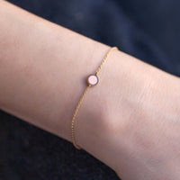 Single Gemstone Circle Bracelet Rose Quartz