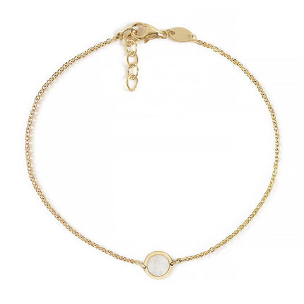 Single Gemstone Circle Bracelet Mother of Pearl