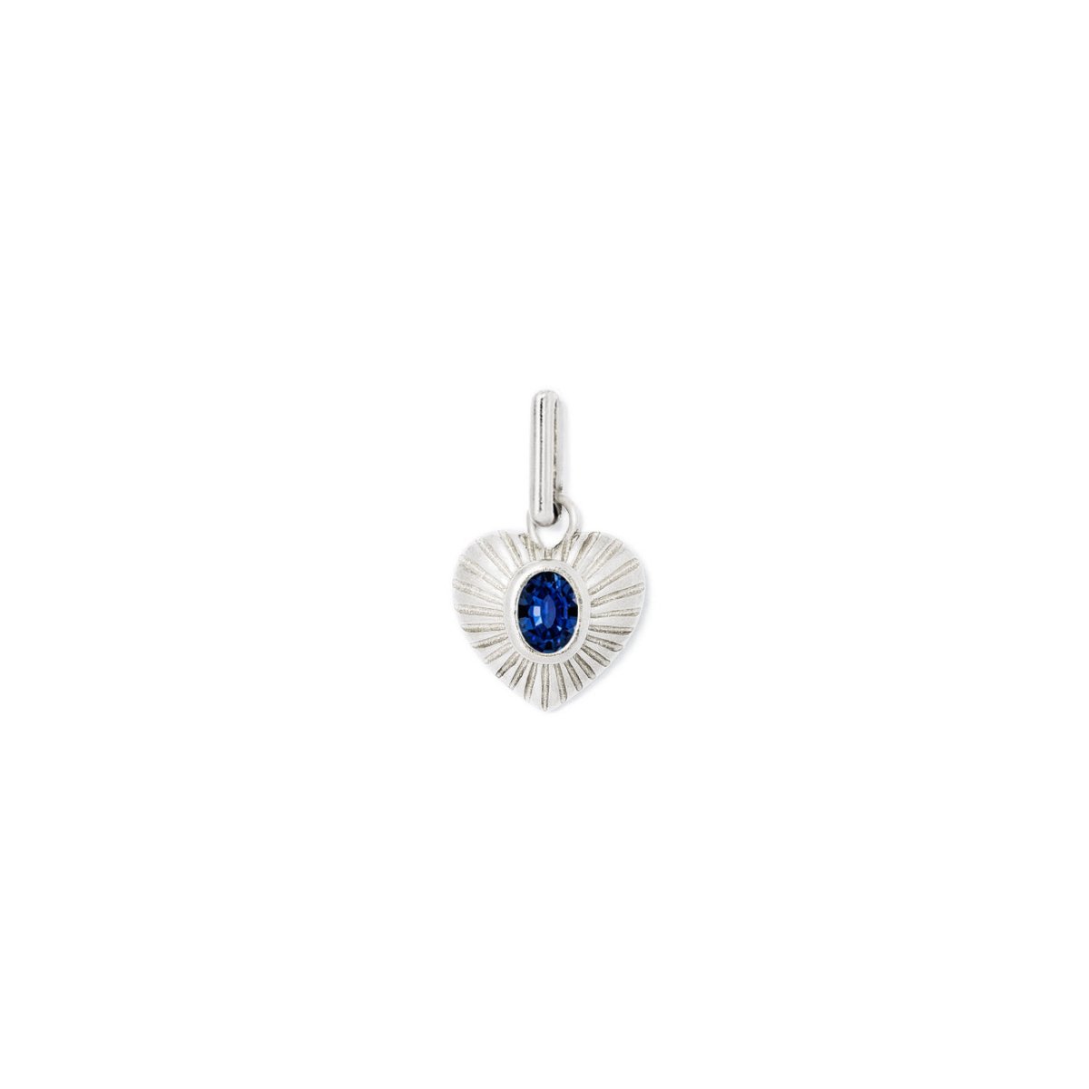Gemstone Ridge Heart Charm Blue Sapphire