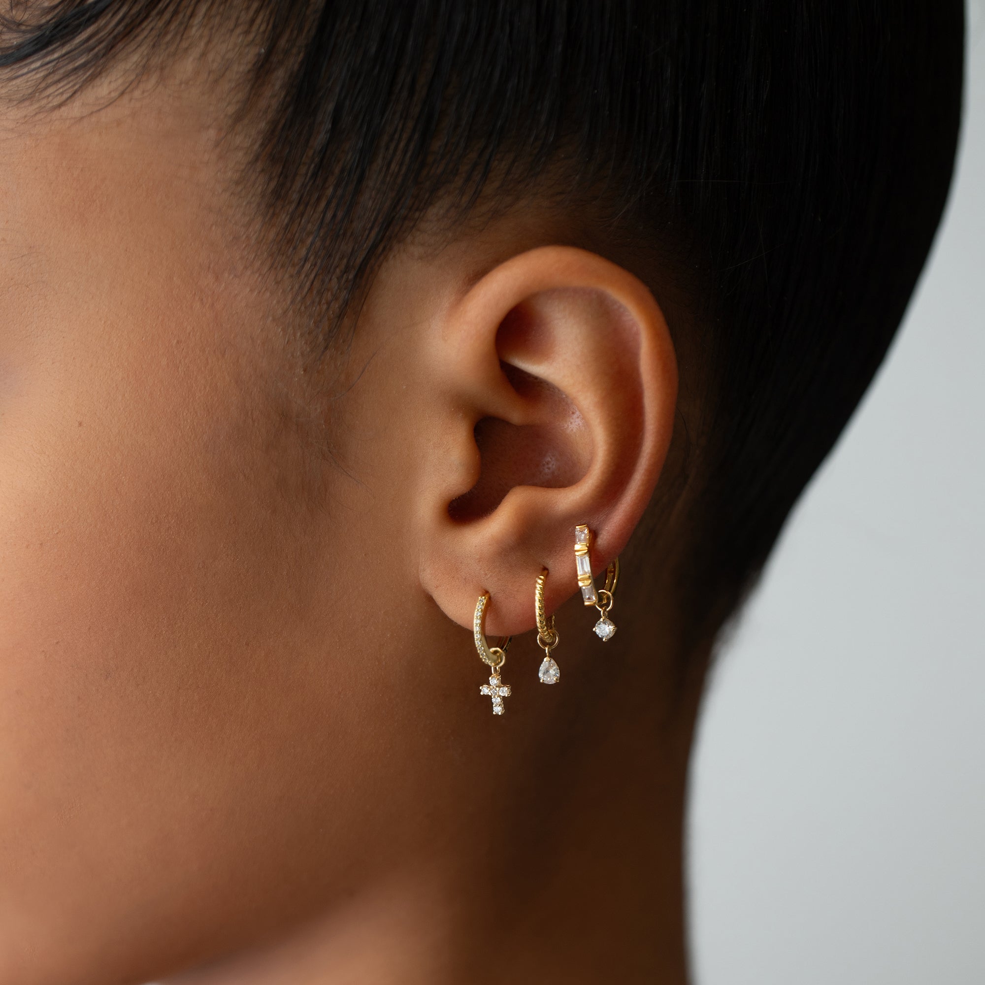 Tiny Pear Gemstone Earring Charm Moissanite
