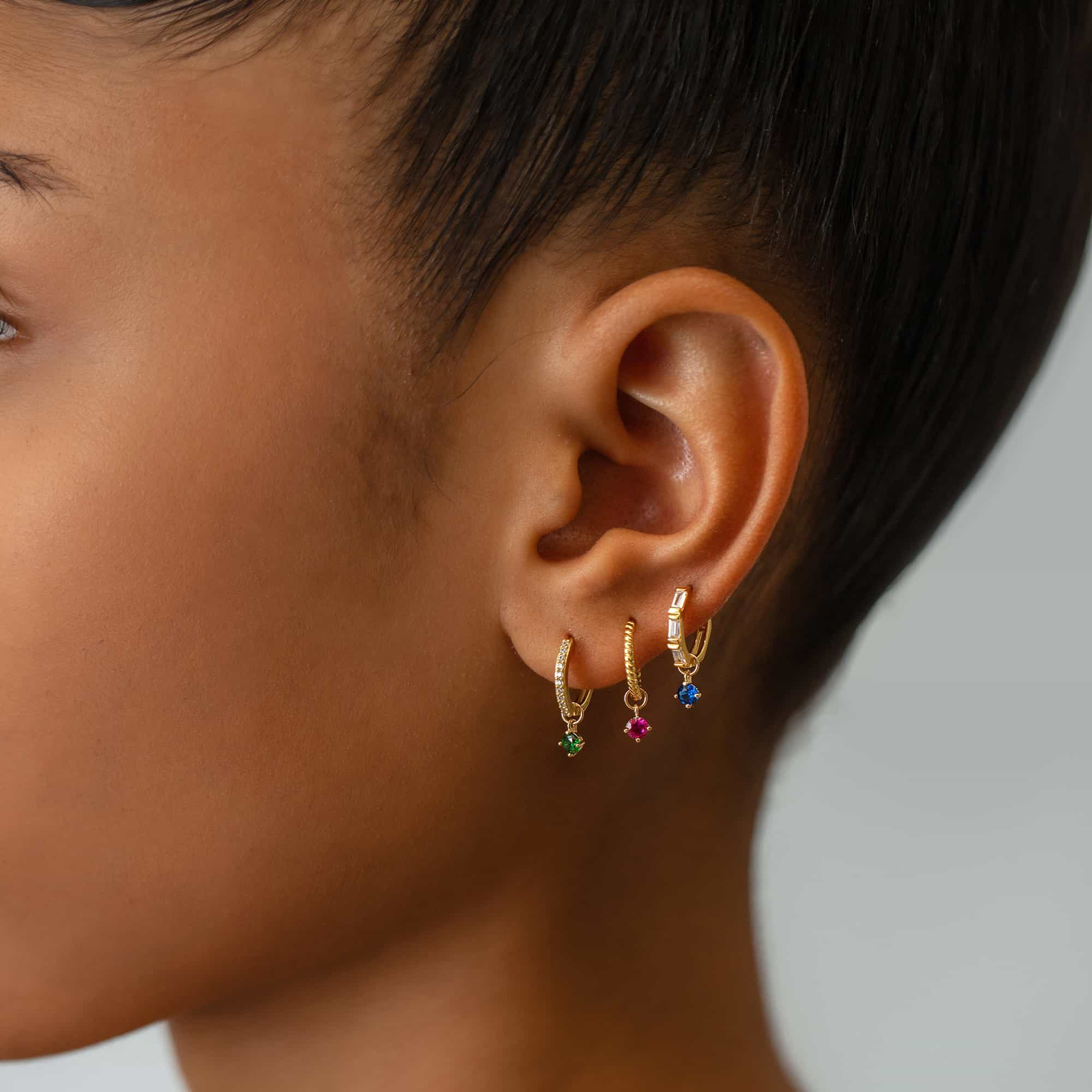 Tiny Gemstone Earring Charm Emerald