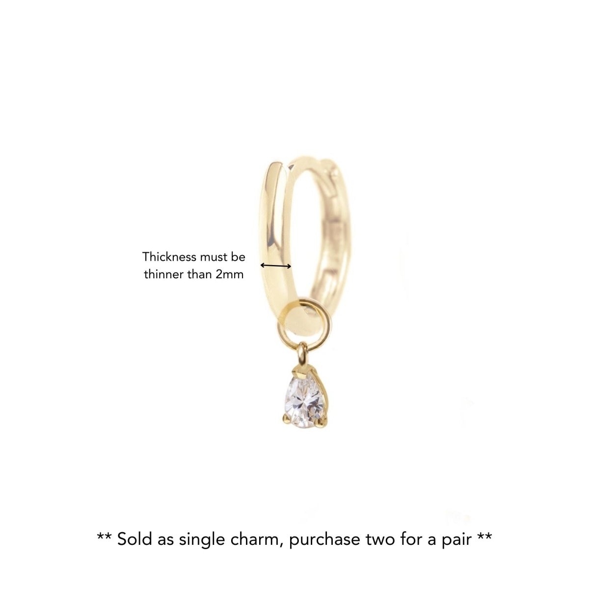 Tiny Pear Gemstone Earring Charm Moissanite