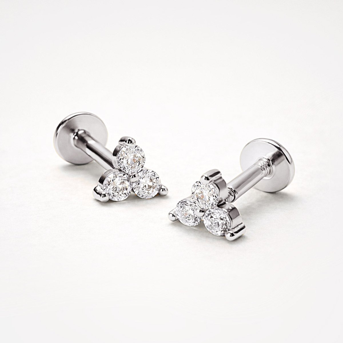 Sterling Silver Clover Pavé Flat Back Studs from AMYO