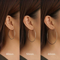 Measurements of the different sized sterling silver thin midi to large hoops. 