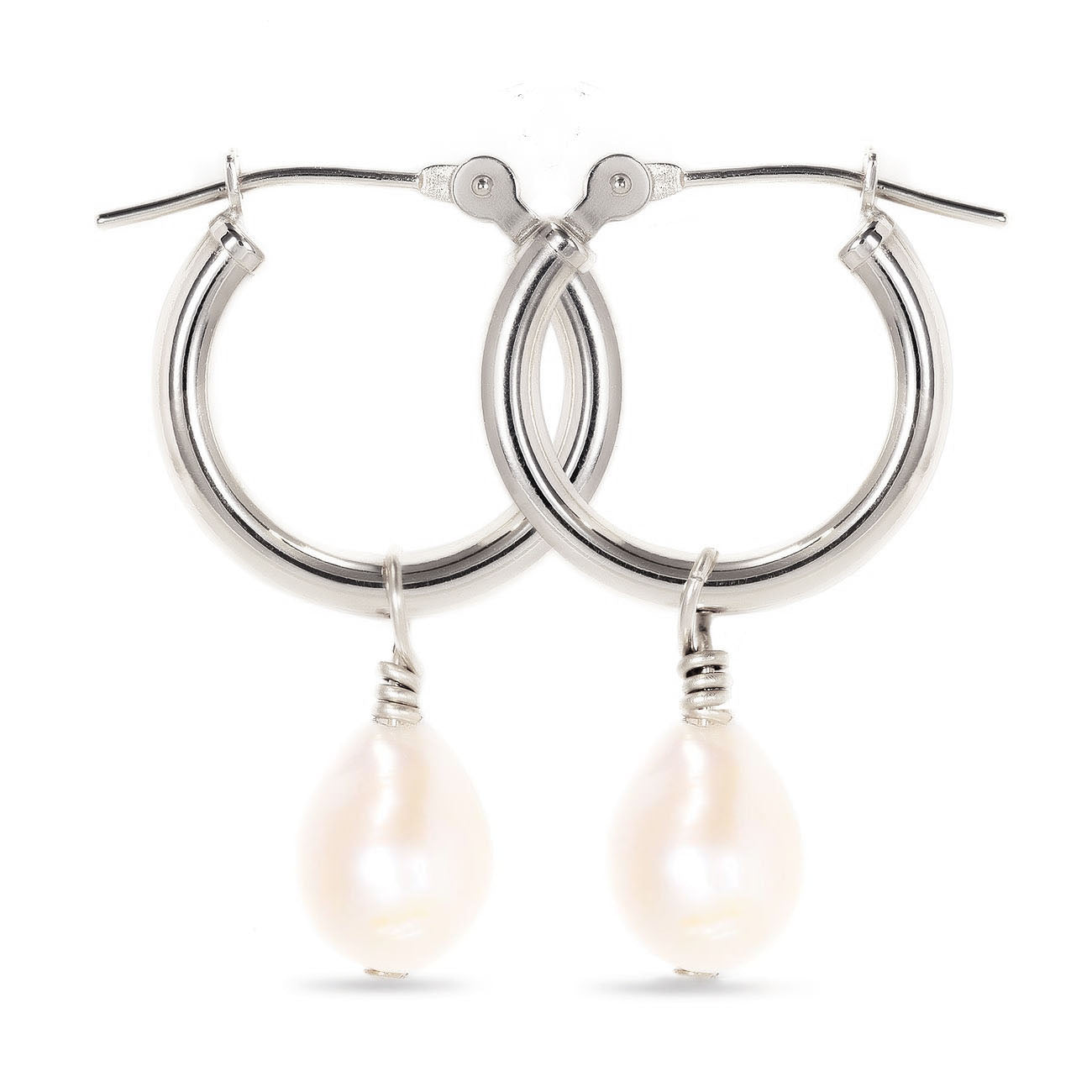 Pearl Drop Hoop Earrings