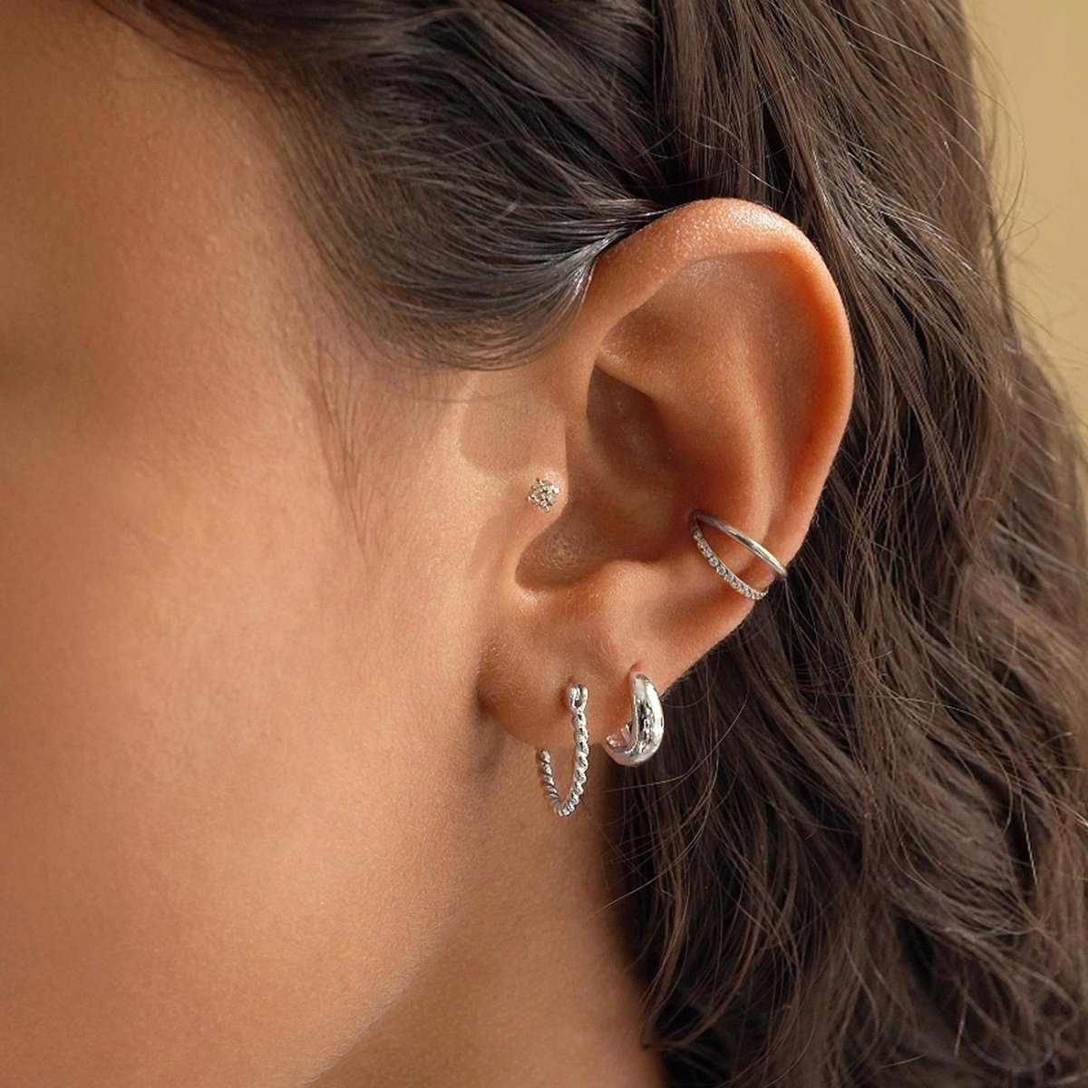 Pavé and Hoop Single Earring