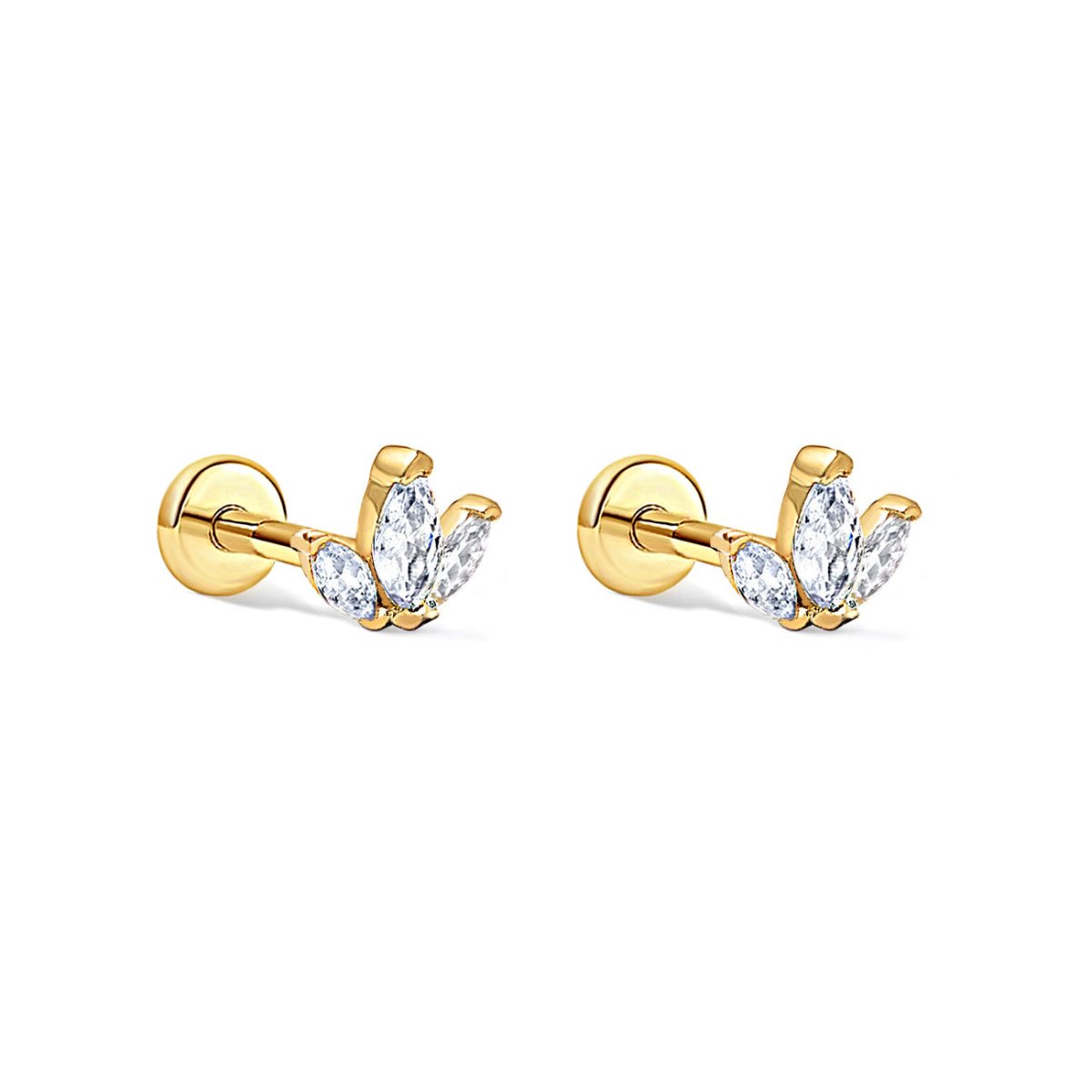 Trio Marquise Flat Back Earrings
