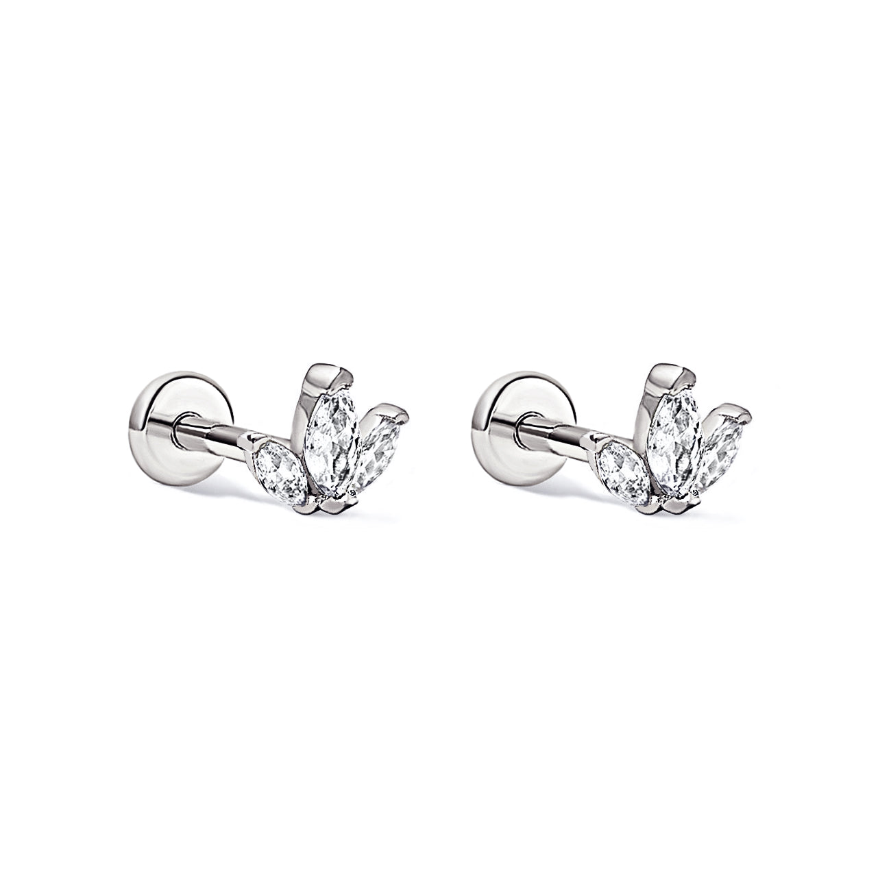Trio Marquise Flat Back Earrings