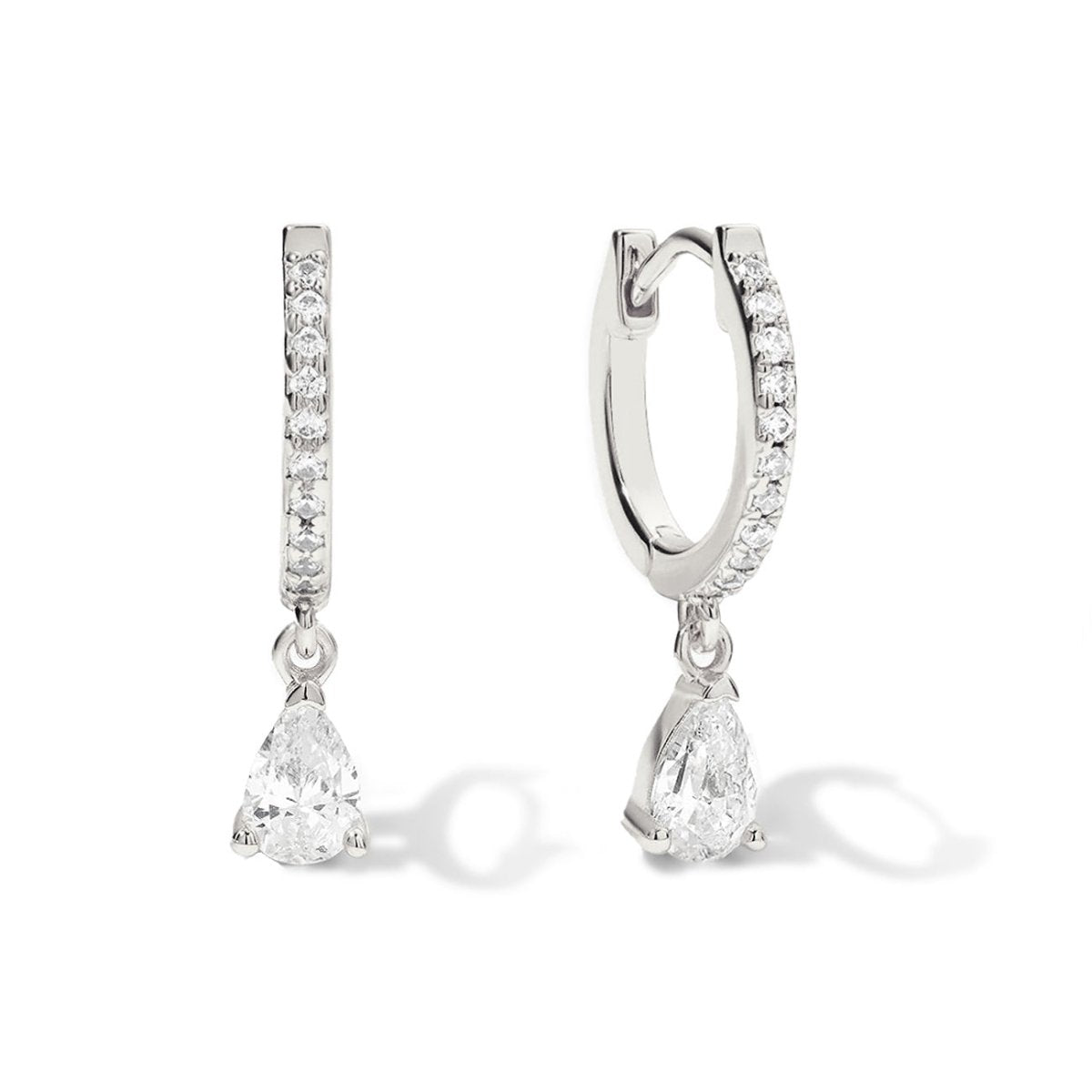 Gemstone Pear Pavé Huggies